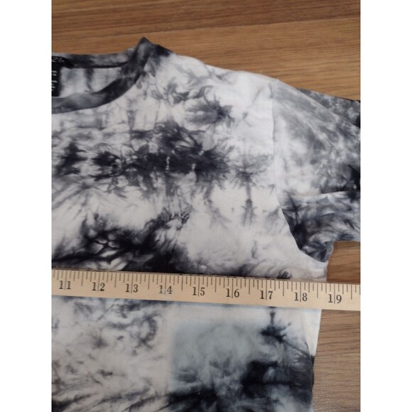 Rue 21 Womens Medium Black Tie Dye 100% cotton Long Sleeve Crop Shirt Rocker - Picture 6 of 7